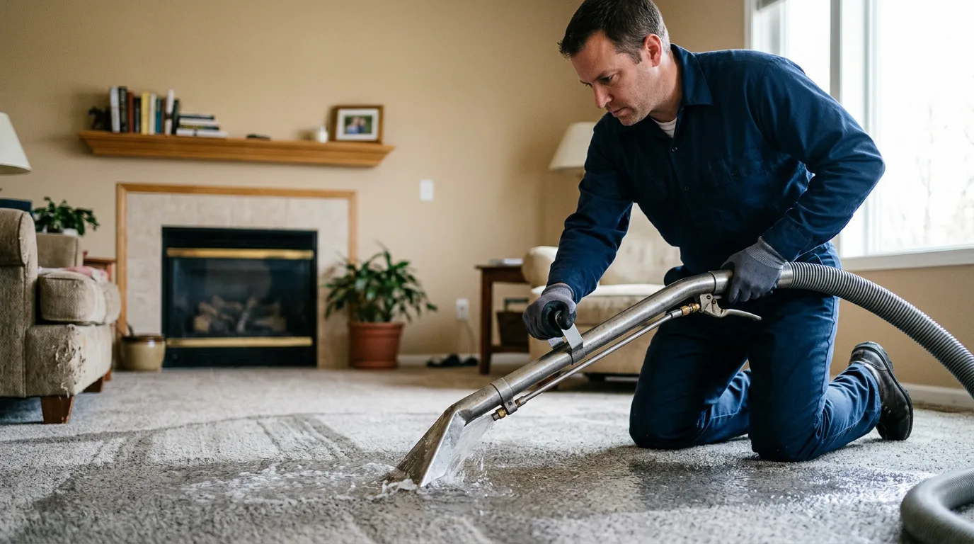 Water damage restoration technician working near Bethel, OH